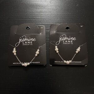 Jasmine Lane Pearl Necklace Set of 2 NWT | 18” w/ Extender | Silver Tone